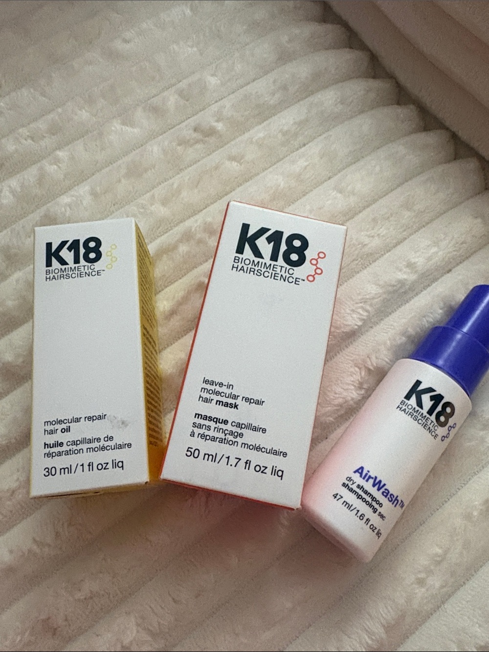 K18 Bundle: Molecular repair oil, Molecular repair hair mask, & Air wash